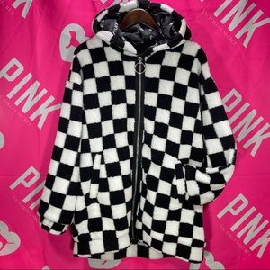 Dolls Kill X Current Mood Black and White Checker Jacket Coat Large